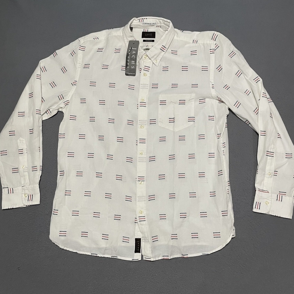 Jachs‎ New York Classic Fit Button Down Shirt XL White Long Sleeve Preppy